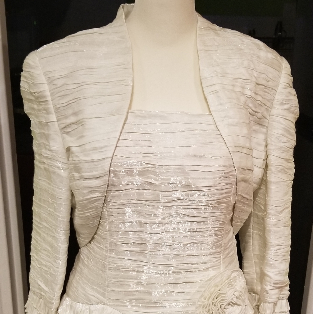 NWT Formal Dress With Ruching, Ruffles, And Jacket - Picture 3 of 10